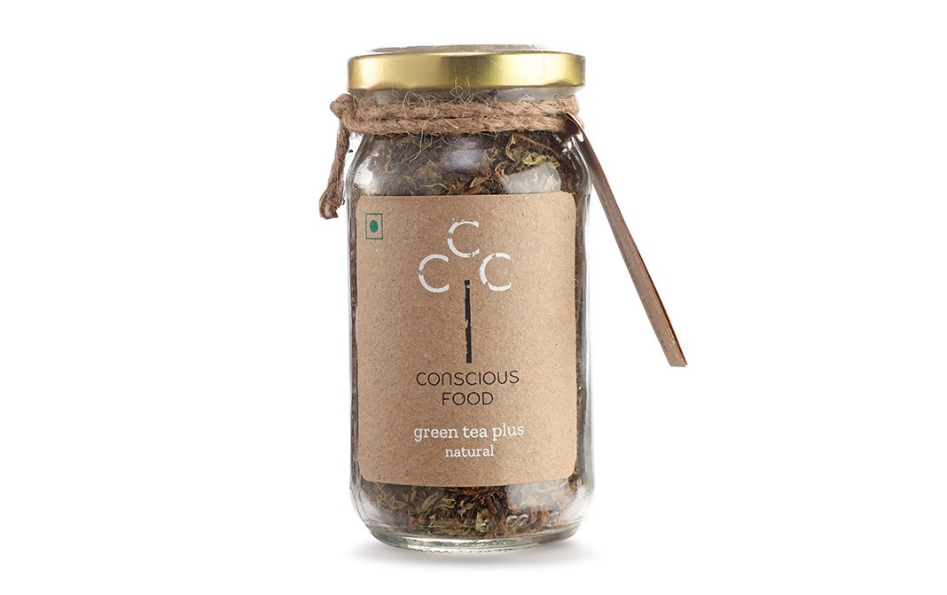 Conscious Food Green Tea Plus Natural   Glass Jar  50 grams